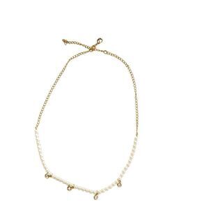 Dainty Pearl choker necklace “Paloma” Yellow gold filled chain non tarnishing
